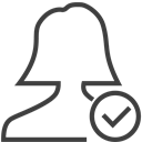 user-woman-accept icon