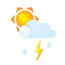 sun_littlecloud_flash_rain icon